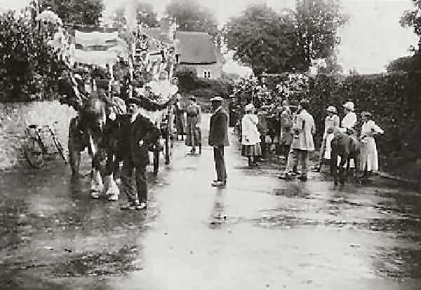 Nutbourne's celebrations to mark the end of The Great War in 1918. Pictured in The Street outside The Old Manor and Shorts Farm